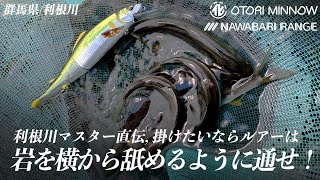 【ルアー鮎】利根川マスター直伝、掛けたいならルアーは岩を横から舐めるように通せ！ / 遠藤肇