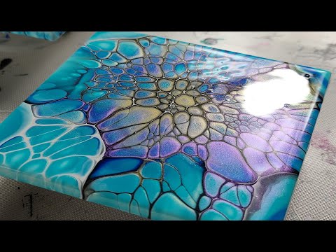 43. Stunning! Bloom Technique with Interference Gold & Violet - Acrylic Pouring - SheleeArt