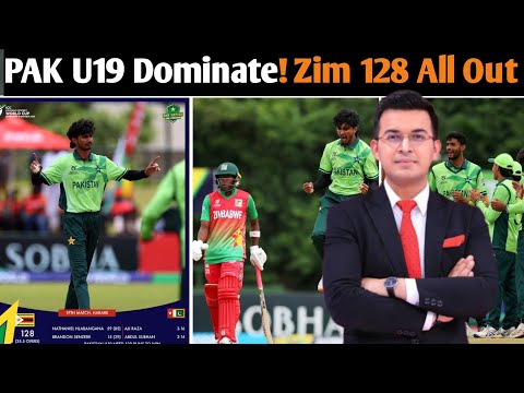 Pakistan U19 Bowling Masterclass| Zim 128 all out | Ali Raza 3 Wickets | U19 World Cup Dominance! 