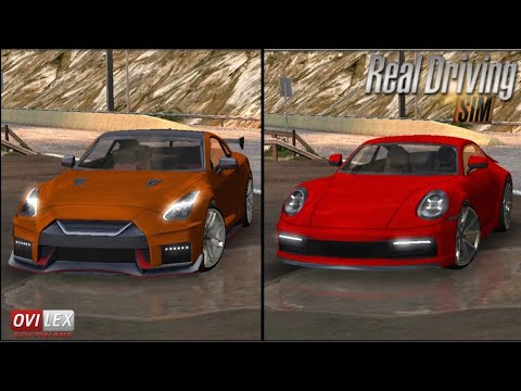Real Driving Sim: Porsche 911 vs Nissan GTR | DRAG RACE, Fuel Consumption, Sound
