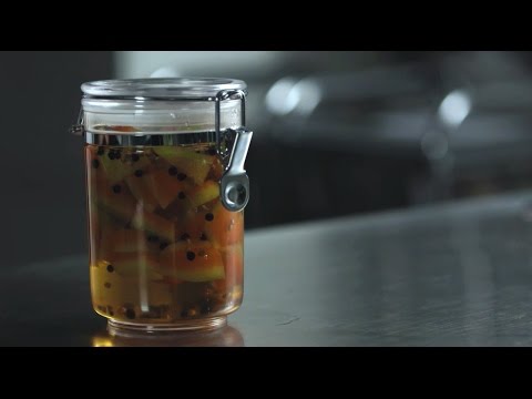 Chicken liver parfait, pickled watermelon rind and herbs by Sally Abé