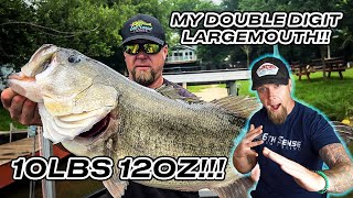 CRAZY *REACTION* Catching My First Double Digit Largemouth Bass (10LBS 12OZ)