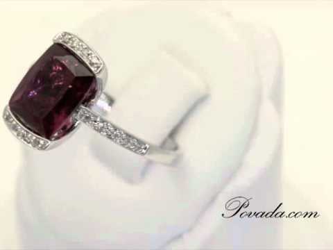 Created Ruby Diamond Gemstone Ring in White Gold [RSC8448]