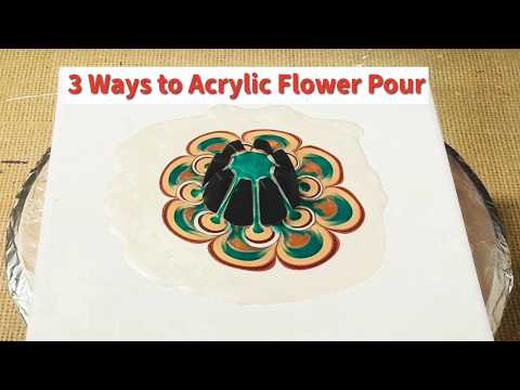 3 Acrylic Pour Flower Cup Techniques 🌸  Fluid Art Tutorial | Paint Pouring Canvas