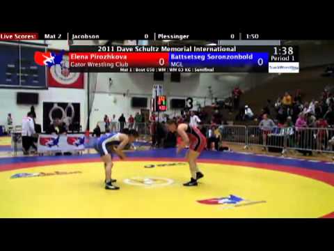 Schultz Women's Freestyle 63kg Semifinal Elena Pirozhkova (Gator) vs. Battsetseg Soronzonbold (MGL)