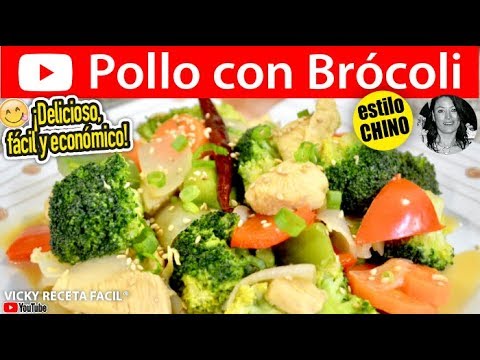 POLLO CON BROCOLI Comida China | Vicky Receta Facil Video