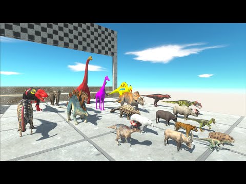 SPEED RACE FALL ALL ANIMALS VS DINOSAUR GET CROWN - Animal Revolt Battle Simulator