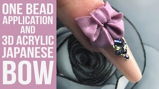 Japanese Style 3D Acrylic Bow on a One Bead Application Ballerina Nail