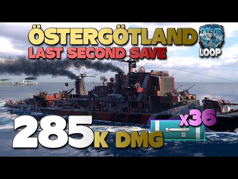 Destroyer Östergötland on map Loop, 285k damage - World of Warships