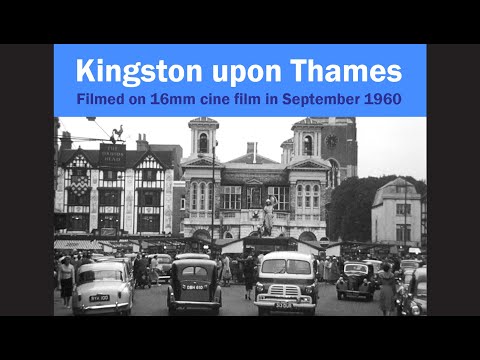 Kingston upon Thames - 1960s - Old Black & White - 16mm Cine Film Footage