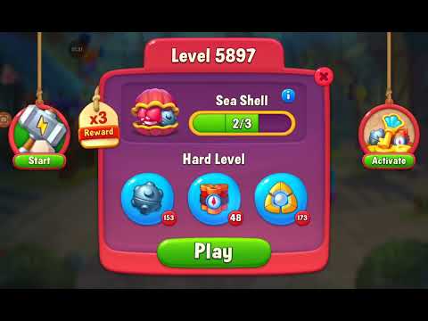 Fishdom Hard level 5897! cleaning the Aquarium & feeding the fishes🔱🧜‍♀️🐠🔮