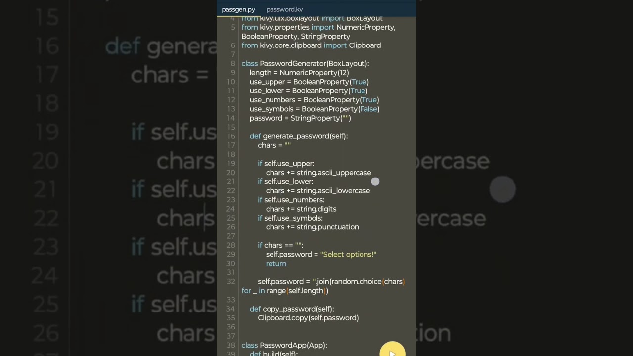 Pass Generator built with kivy python#python #coding #programming #kivy #Passgen