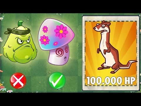 Pvz 2 Gameplay - Super Ice Weasel Zombie 100.000 HP Vs All Plants Power Up - Who 's Strongest Plant