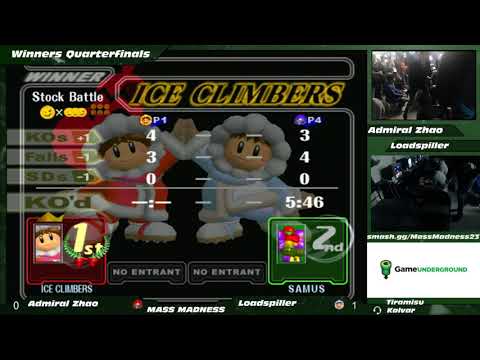 Mass Madness 23 SSBM - Admiral Zhao (Samus) vs. Loadspiller (Ice Climbers) - Melee WQF