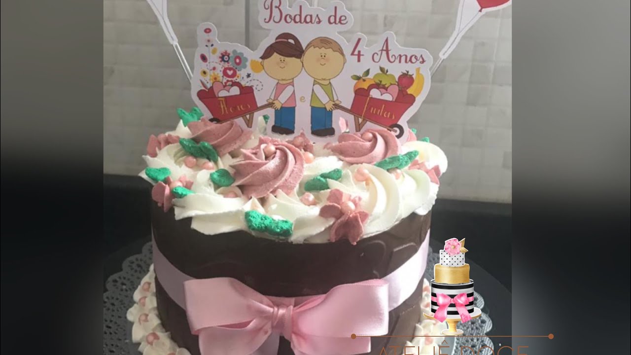 Bolo Bodas de Flores e Frutas (4 anos de casados) - Dressed Cake