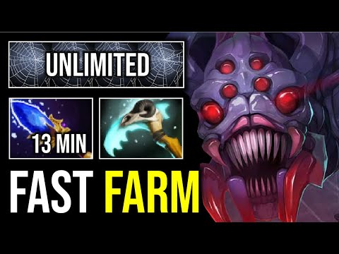 EASY FAST FARM..!! WTF 13 Min Aghanim Scepter Broodmother Ulimited Webs 7.23 | Dota 2