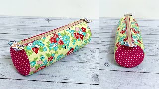 How to make a box pouch | DIY Tube Pencil Case | Sewing tutorial