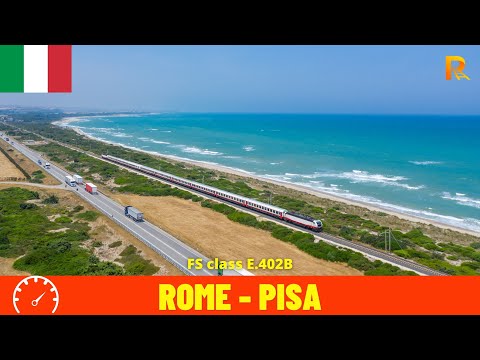 Cab ride Roma - Pisa (Ferrovia Tirrenica—"Tyrrhenian Railway" Italy)  train driver's view in 4K