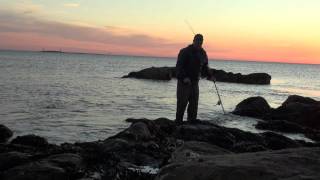 preview picture of video '41 striped bass fishing Gloucester MA  rare top water for 2011 fall run big fish catch & release'