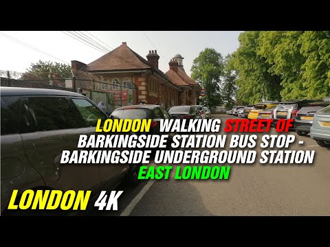London 4k walking in Street of Barkingside Station Bus stop towards Barkingside Station East London