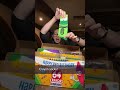 Opening a gift from Crayola