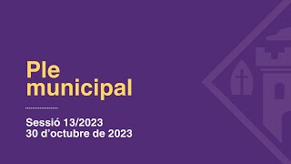 Ple Municipal Ordinari del 30 d'Octubre de 2023