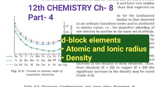 12th Chemistry Ch-8||Part-4||Atomic and ionic sizes of d-block elements||Study with Farru