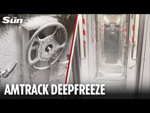 Bizarre moment passenger finds Amtrack carriage covered in SNOW as deepfreeze hits New York