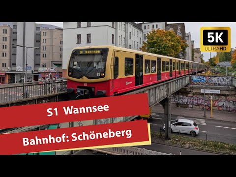 (5K) S-Bahn Berlin: S1 Einfahrt und Abfahrt Schöneberg