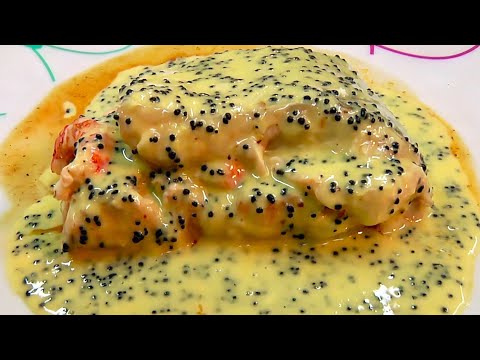 Receta de Merluza Rellena de Gambones al Horno con Salsa Holandesa y Caviar 🍤 | Fácil y Elegante