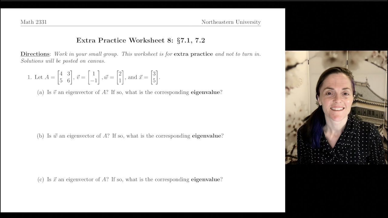 Linear Algebra: Extra Practice Worksheet 8