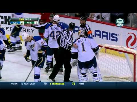 Jason Pominville wrist shot goal 2-1 St. Louis Blues vs Minnesota Wild 3/9/14 NHL Hockey.