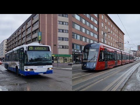 Buses and trams in Tampere region (Nysse), Finland - March & June 2022