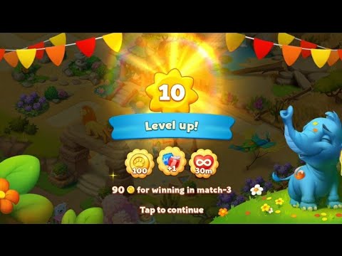 Playrix Wildscapes-Tiger and Peacock Area Completed Unlocking a New Area-Level 7 to 10