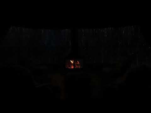 Cozy Rain on Window Thunderstorm & Warm Fireplace   Deep Sleep, Study, and Relaxation Sounds, ASMR