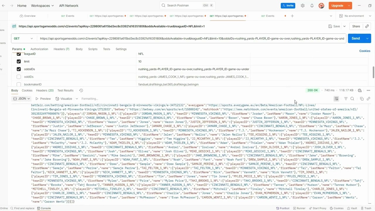 SportsGameOdds API demo video SportsGameOdds API demo video