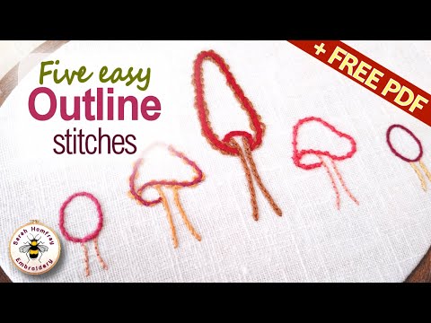 FIVE easy outline stitch choices for hand embroidery | Hand Embroidery flosstube tutorial