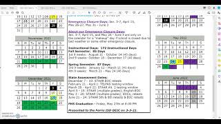 2021-2022 Academic Calendar Overview for Parents