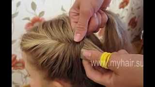 Плетение косы с подхватом «Рыбий хвост» по всей голове - Видео онлайн