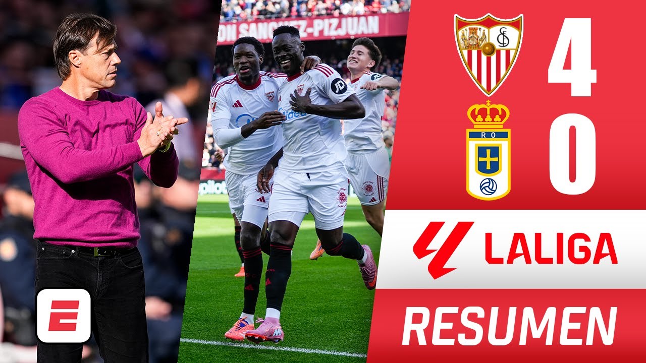El SEVILLA de Matías Almeyda regresa a la senda del triunfo y golea 4-0 al REAL OVIEDO | La Liga