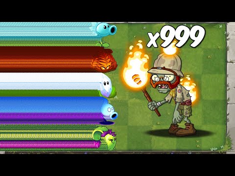 PvZ 2 Every 100 Plant Max Level vs 999 Torchlight Zombie