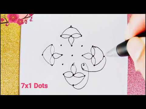 7x1 Dots Simple Small and Easy Diwali Deepawali Deepam Rangoli Kolam Muggulu | Ishta's Creations