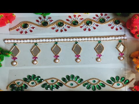 easy border kundan rangoli design for diwali by madhurinag creations