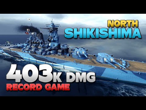 Battleship Shikishima, record game with 403k damage - World of Warships