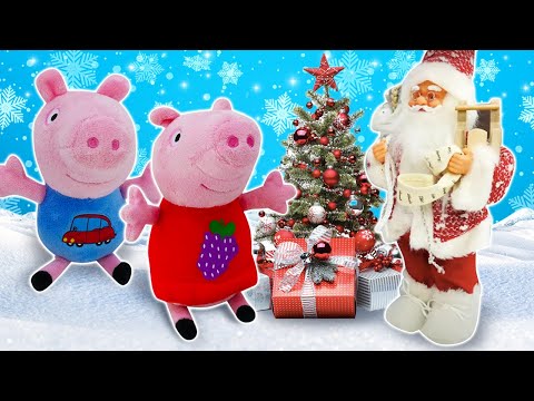 Peppa Pig e George portano a Babbo Natale il suo cappello. Giochi per bambini