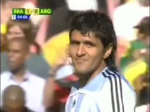 Amistoso 2006: Brasil 3-0 Argentina (03/09/2006). Narración en portugués.