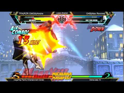 TFA|RZR OMGitzAndre vs Alex Revived - Michiana Mashfest Losers Bracket Ultimate Marvel vs Capcom 3