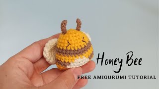 Free Crochet Pattern Honey Bee Keychain | Step-by-step Amigurumi Tutor