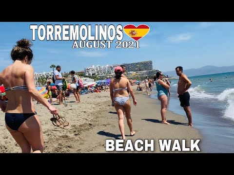 TORREMOLINOS SPAIN BEACH WALK AUGUST 2021, Hot Summer Beach Walk Updates In Costa Del Sol🌞 [4K]