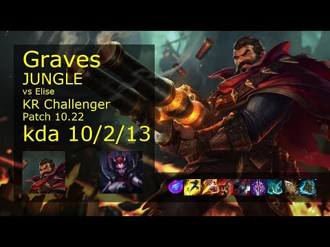 Graves Jungle vs Elise - KR Challenger 10/2/13 Patch 10.22 Gameplay // [롤] 그레이브즈 vs 엘리스 정글